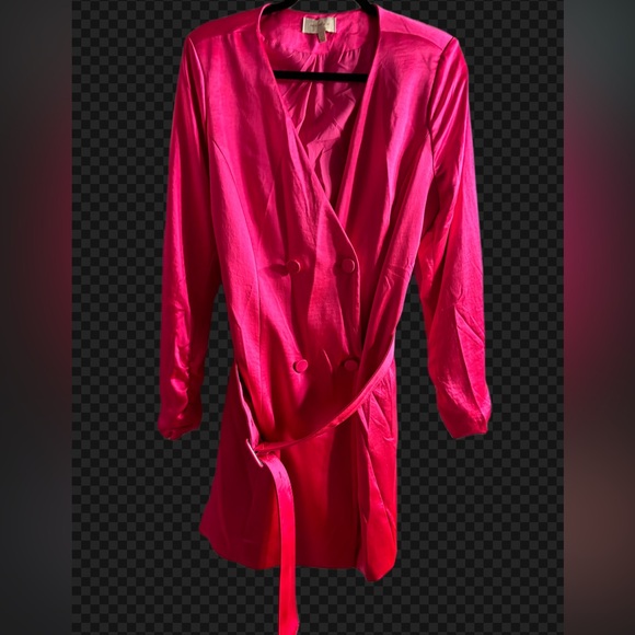 Gorgeous Silk Fuschia Belted Coat Dress. Never worn. - Picture 1 of 1